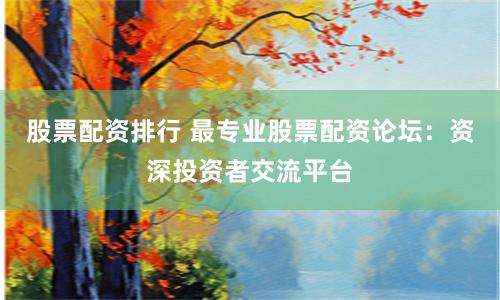 股票配资排行 最专业股票配资论坛：资深投资者交流平台